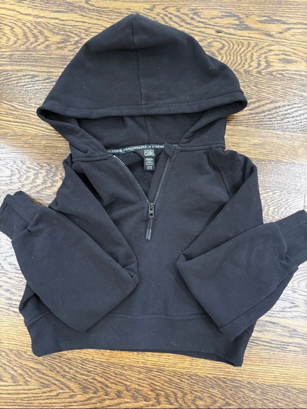 Athleta Girls Black Half-Zip Pullover Hoodie